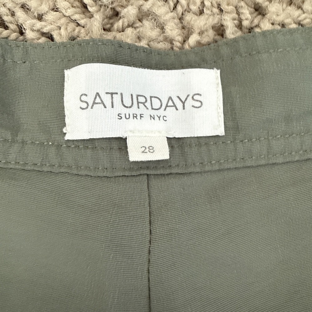 Saturdays Surf NYC Mens Colorblock Board Shorts Black Green Sz 28 Swim Trunks 5" - Picture 8 of 12